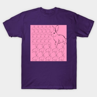 Rose Pink Bunny Rabbits T-Shirt